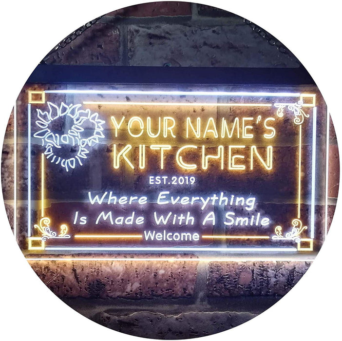 Personalized Home Kitchen Decor Made with Smile LED Light Sign - Way Up Gifts