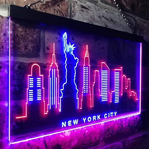 New York City Skyline Statue of Liberty LED Light Sign - Way Up Gifts