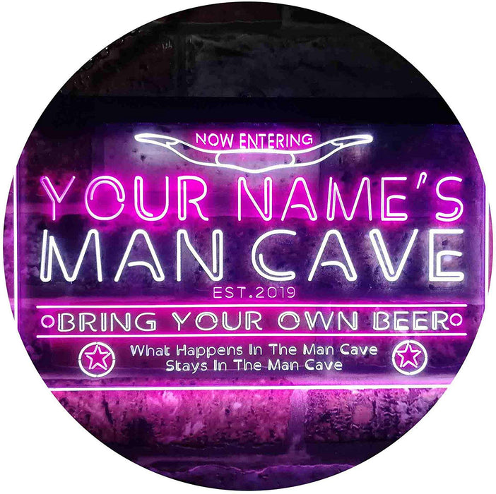 Personalized Western Theme Man Cave LED Light Sign - Way Up Gifts