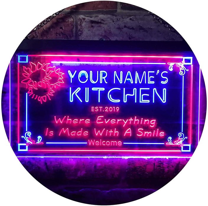 Personalized Home Kitchen Decor Made with Smile LED Light Sign - Way Up Gifts