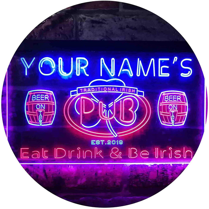 Personalized Traditional Irish Pub LED Light Sign - Way Up Gifts