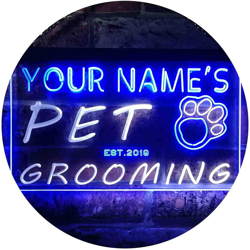 Personalized Paw Print Pet Grooming LED Light Sign - LED Gift Works