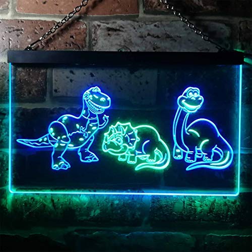 Dinosaur T Rex Triceratops Night Light Kids Bedroom Decor LED Light Sign - LED Gift Works