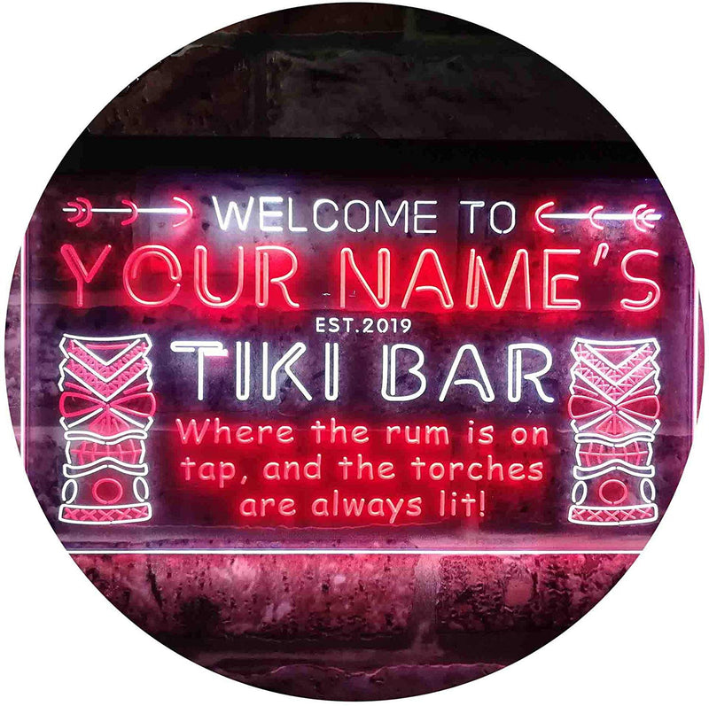 Personalized Tiki Bar LED Light Sign - LED Gift Works