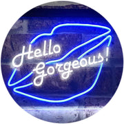 Lips Hello Gorgeous LED Light Sign - LED Gift Works