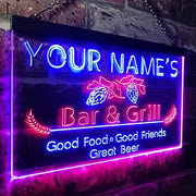 Personalized Bar & Grill LED Light Sign - LED Gift Works
