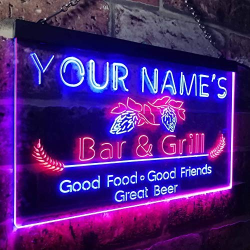 Personalized Bar & Grill LED Light Sign - LED Gift Works