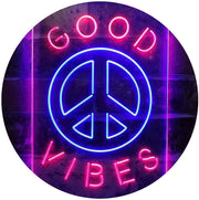 Good Vibes Peace Hippie Bedroom Decor LED Light Sign - LED Gift Works