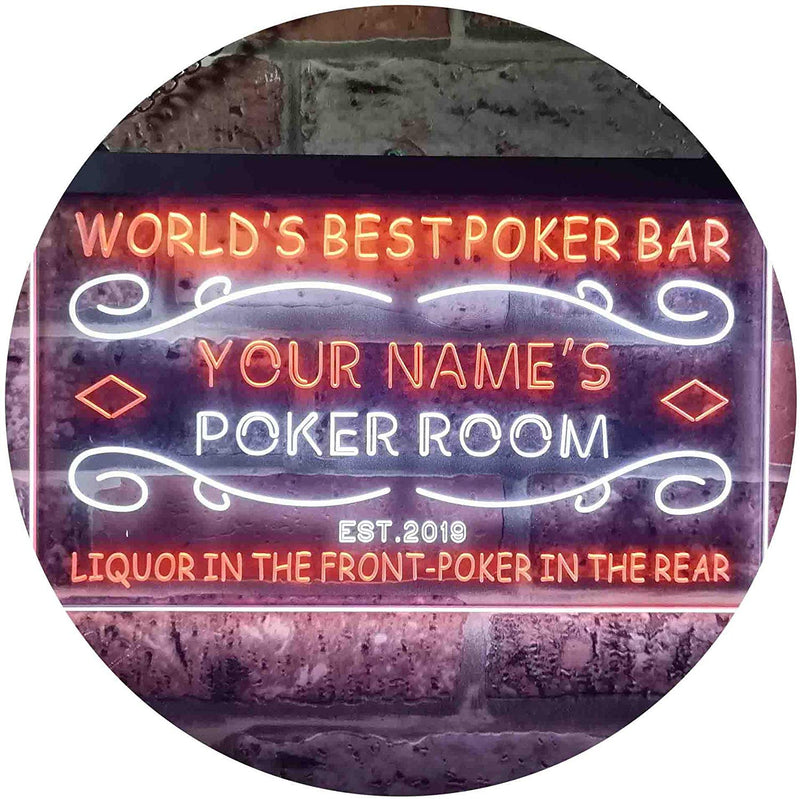 Personalized Poker Room Bar LED Light Sign - LED Gift Works