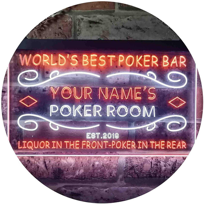 Personalized Poker Room Bar LED Light Sign - Way Up Gifts