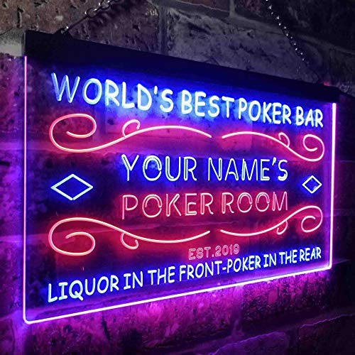 Personalized Poker Room Bar LED Light Sign - Way Up Gifts