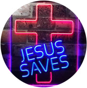 Christian Cross Jesus Saves LED Light Sign - LED Gift Works