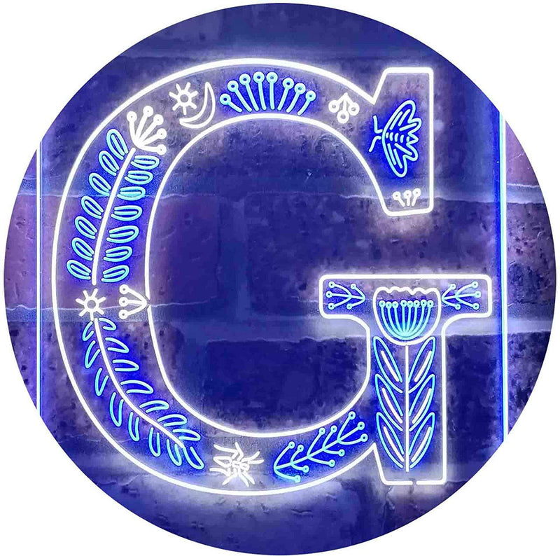 Family Name Letter G Monogram Initial LED Light Sign - LED Gift Works