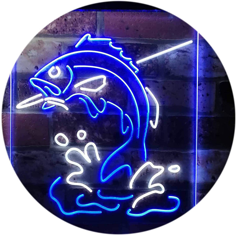 Fish on Hook Fishing Bait Store Cabin Decor LED Light Sign - LED Gift Works