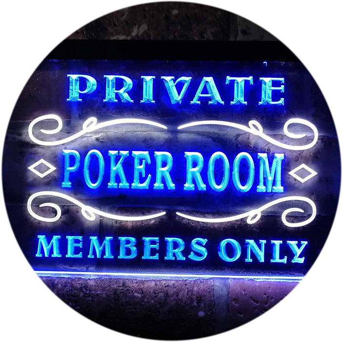 Private Poker Room Members Only LED Light Sign - Way Up Gifts