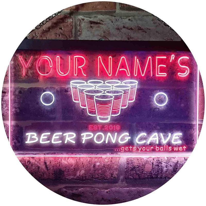 Personalized Beer Pong Man Cave LED Light Sign - LED Gift Works
