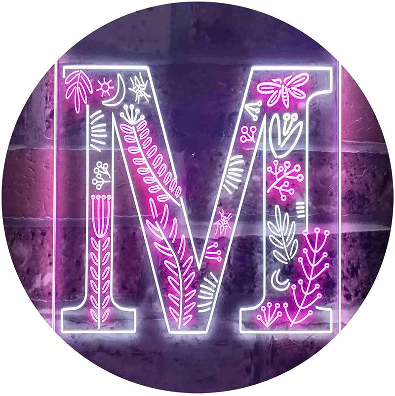 Family Name Letter M Initial Monogram LED Light Sign - LED Gift Works