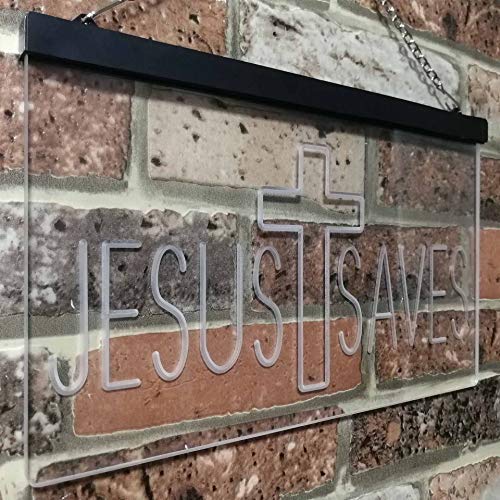 Cross Jesus Saves LED Light Sign - LED Gift Works