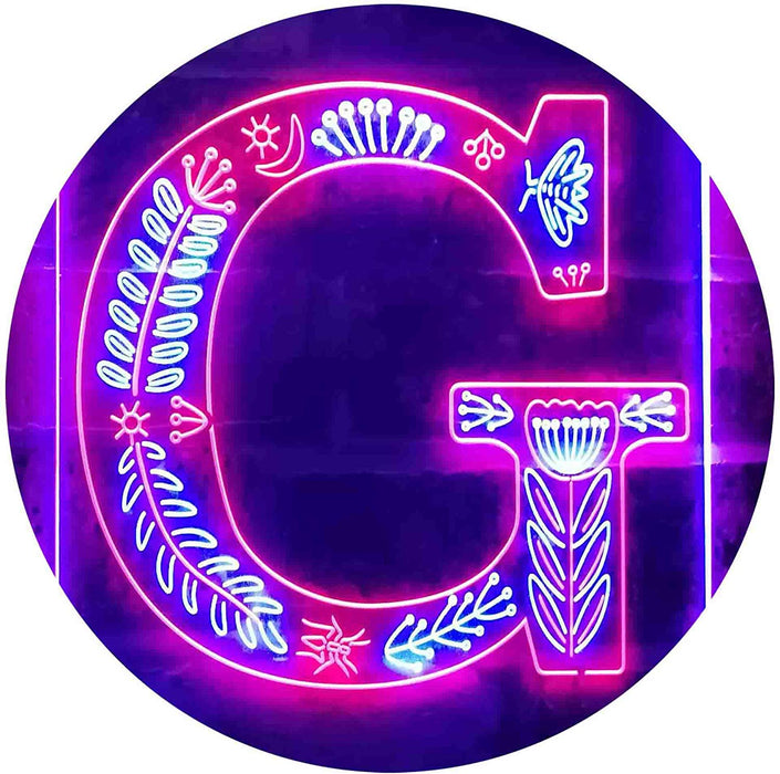 Family Name Letter G Monogram Initial LED Light Sign - Way Up Gifts