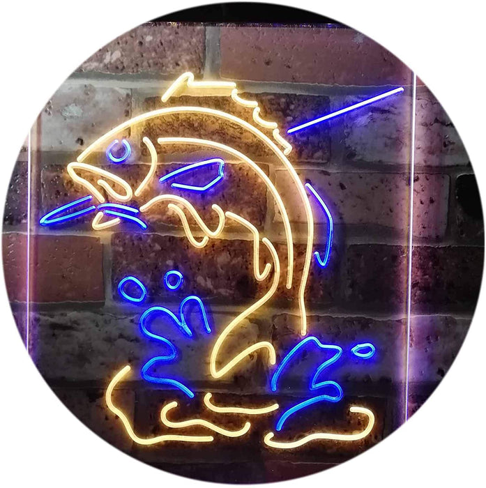 Fish on Hook Fishing Bait Store Cabin Decor LED Light Sign - Way Up Gifts
