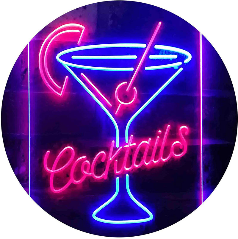 Cocktails Glass Bar Display LED Light Sign - LED Gift Works