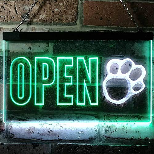 Open Paw Print Dog Grooming LED Light Sign - Way Up Gifts