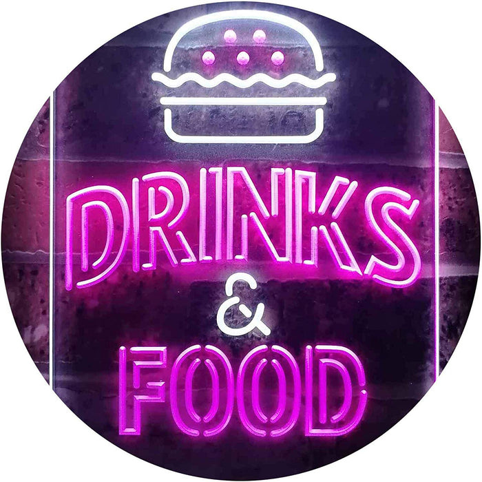 Hamburgers Drinks and Food LED Light Sign - Way Up Gifts