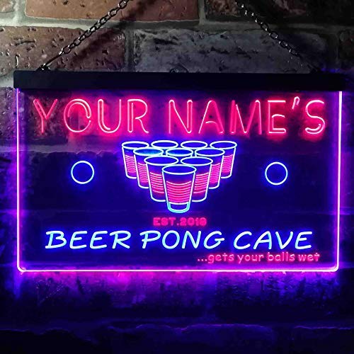 Personalized Beer Pong Man Cave LED Light Sign - LED Gift Works