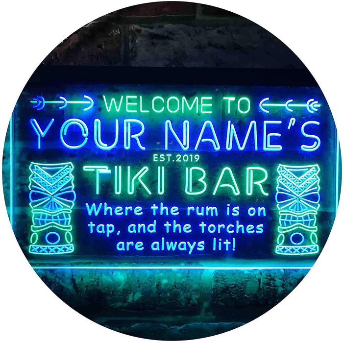 Personalized Tiki Bar LED Light Sign - Way Up Gifts