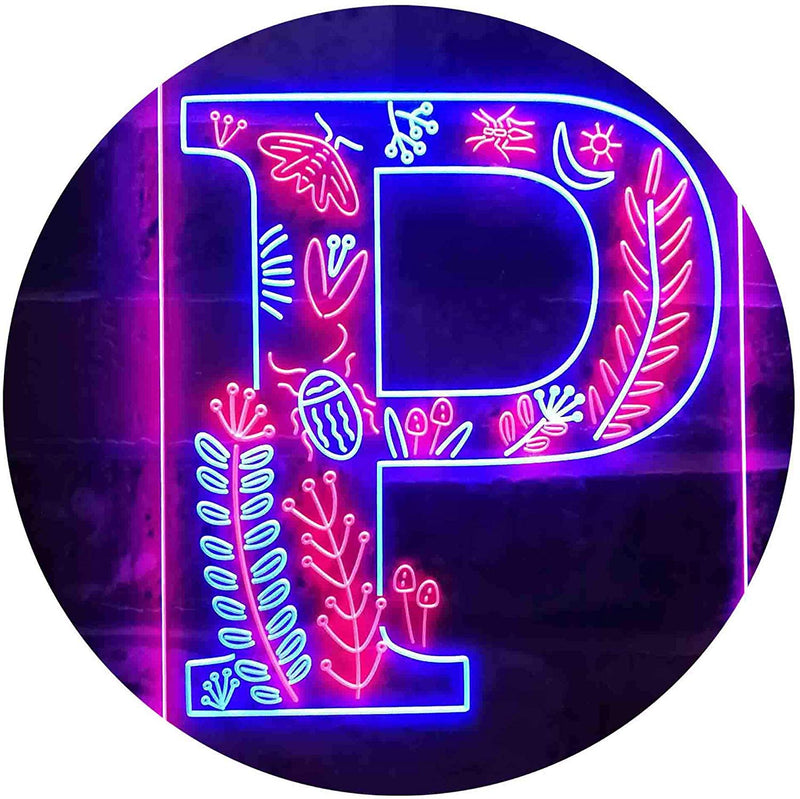 Family Name Letter P Monogram Initial LED Light Sign - LED Gift Works