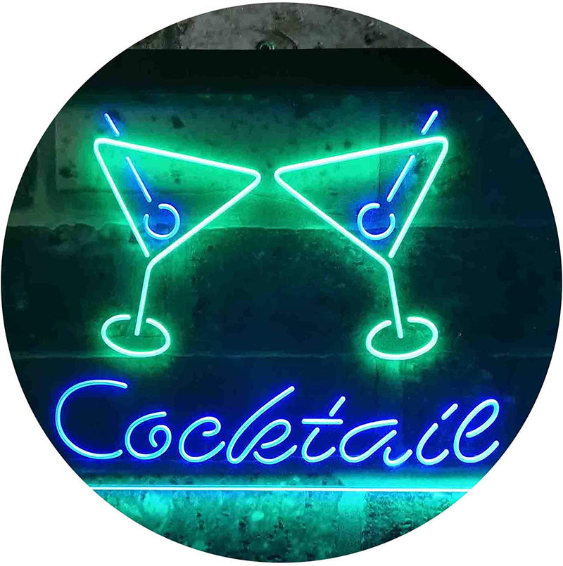 Cocktail Glasses Bar LED Light Sign - LED Gift Works