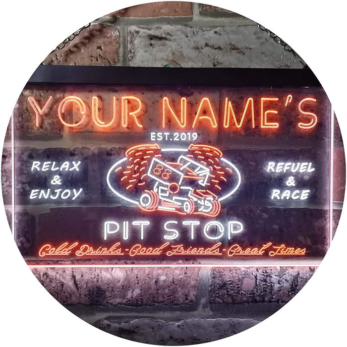 Personalized Car Racing Beer Pit Stop Bar LED Light Sign - Way Up Gifts