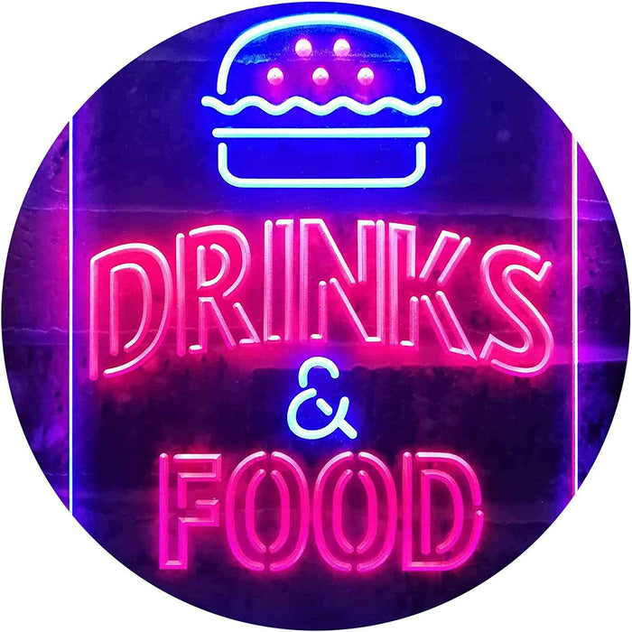 Hamburgers Drinks and Food LED Light Sign - Way Up Gifts