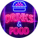 Hamburgers Drinks and Food LED Light Sign - Way Up Gifts