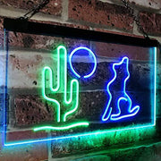 Cactus Moon Wolf LED Light Sign - LED Gift Works