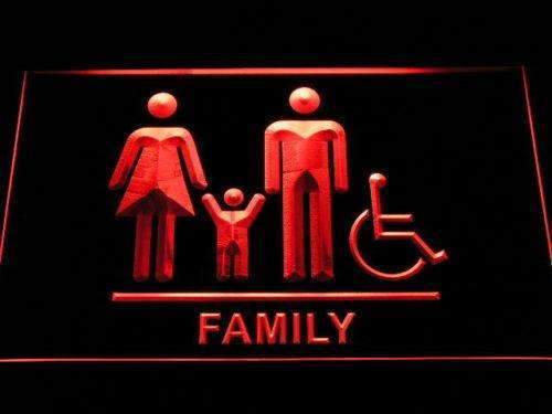 Family and Handicap Restroom LED Light Sign - LED Gift Works