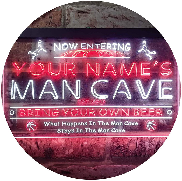 Personalized Sports Basketball Theme Man Cave LED Light Sign - Way Up Gifts
