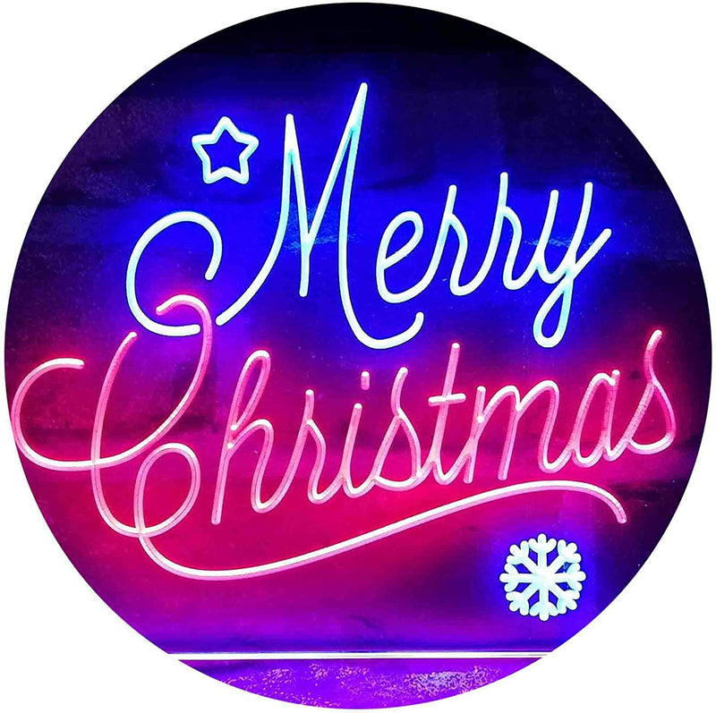 Merry Christmas Snowflakes LED Light Sign - LED Gift Works