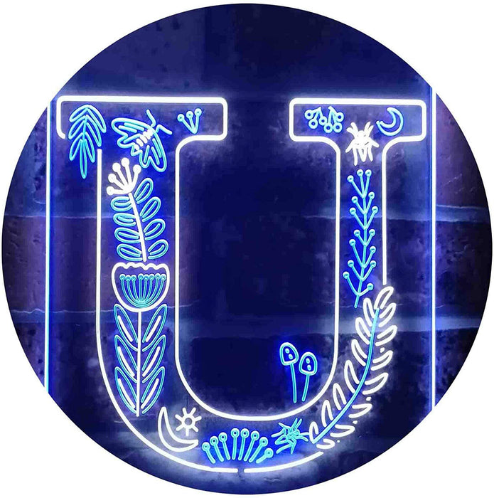 Family Name Letter U Monogram Initial LED Light Sign - Way Up Gifts