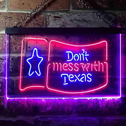Don't Mess with Texas Flag Garage LED Light Sign - Way Up Gifts