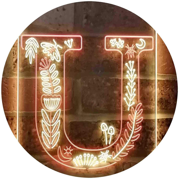 Family Name Letter U Monogram Initial LED Light Sign - Way Up Gifts
