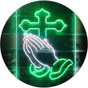 Praying Hands Cross LED Light Sign - LED Gift Works
