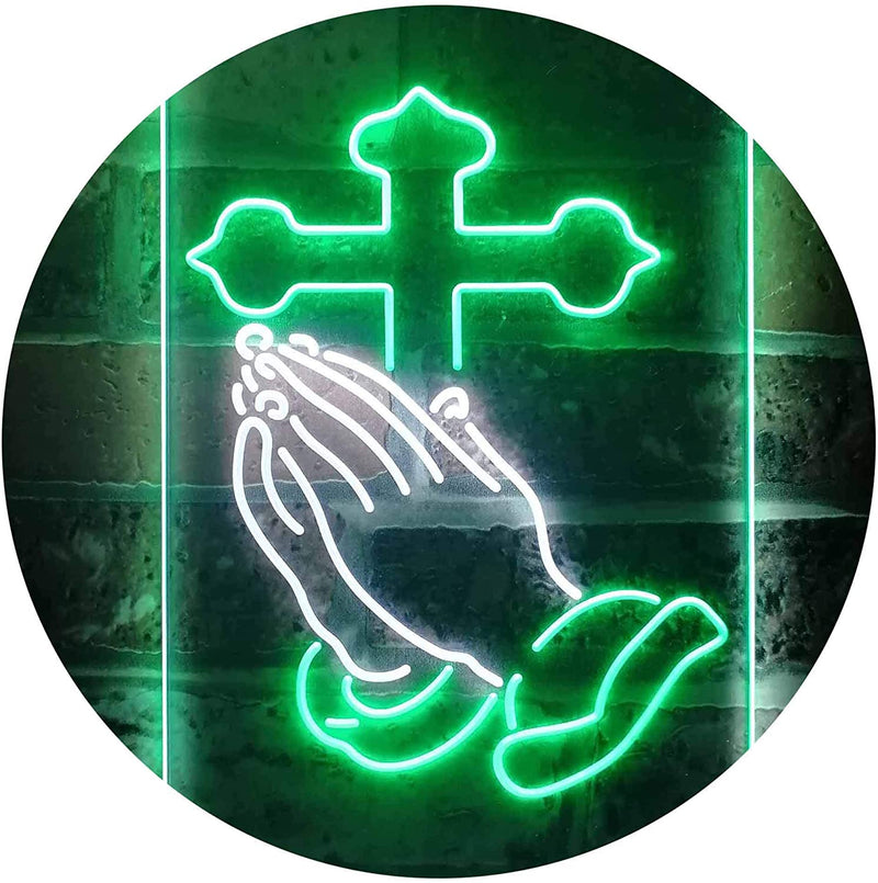 Praying Hands Cross LED Light Sign - LED Gift Works