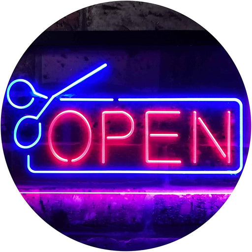 Scissors Open Barber Salon Hair Cuts LED Light Sign - LED Gift Works