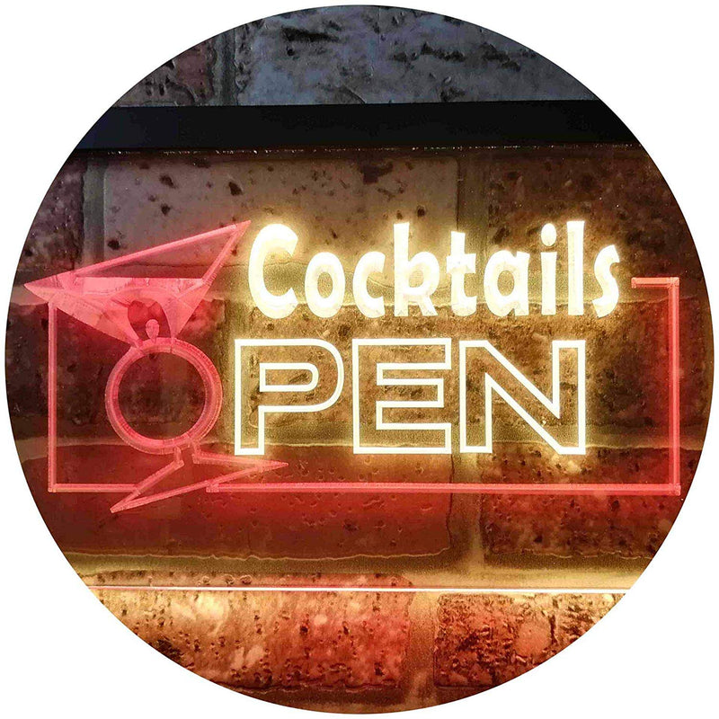 Bar Cocktails Open LED Light Sign - LED Gift Works