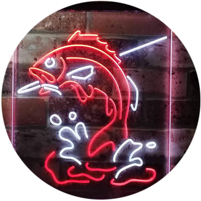 Fish on Hook Fishing Bait Store Cabin Decor LED Light Sign - Way Up Gifts