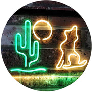 Cactus Moon Wolf LED Light Sign - LED Gift Works