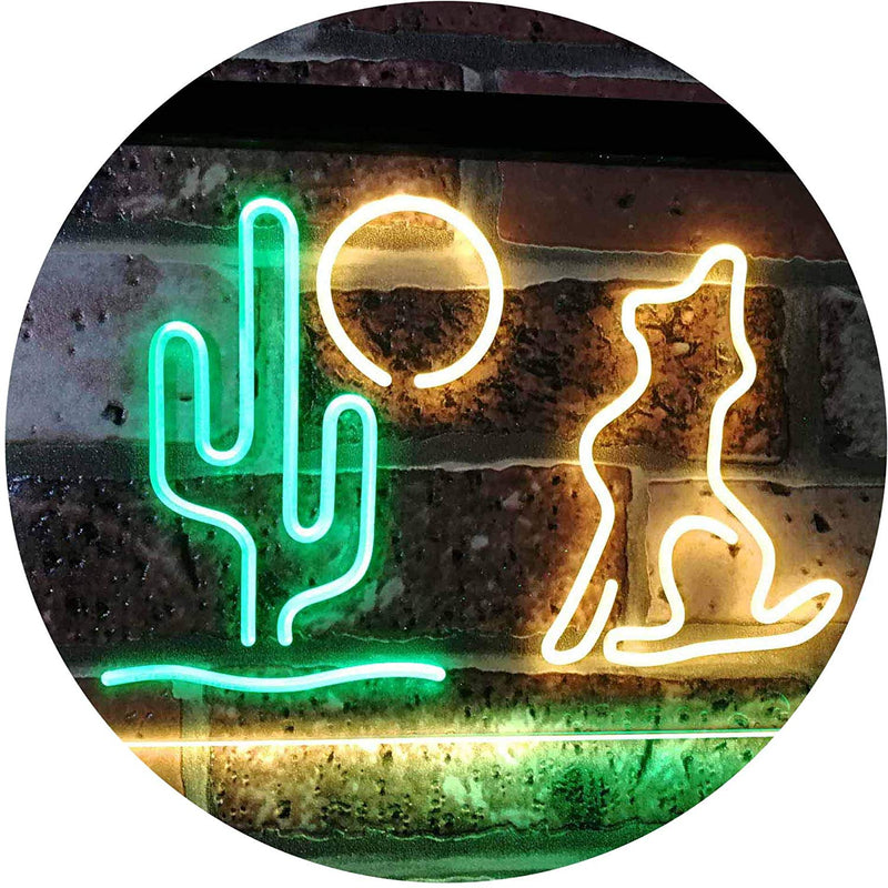 Cactus Moon Wolf LED Light Sign - LED Gift Works