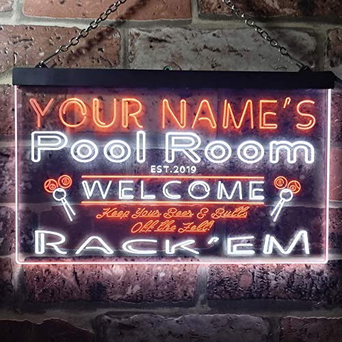 Personalized Billiards Pool Room LED Light Sign - Way Up Gifts