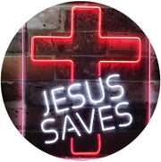 Christian Cross Jesus Saves LED Light Sign - LED Gift Works